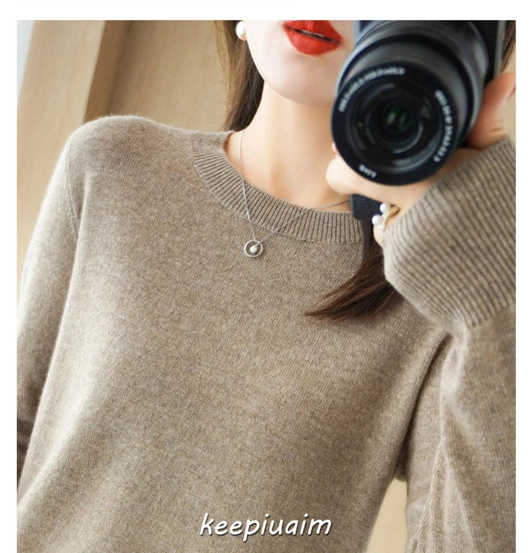 Women Sweater O-neck Autumn Winter BasicPullover Warm Casual Pulls Jumpers Korean FashionSpring Knitwear Bottoming Shirt 2026