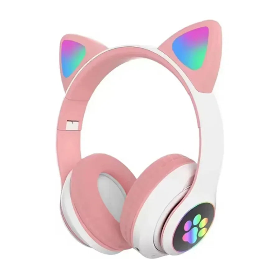 New Cute Cat Wireless Headphones RGB Cute Cat Ears Headset With Microphone Noise Cancelling Kid Stereo Music Children's Gifts