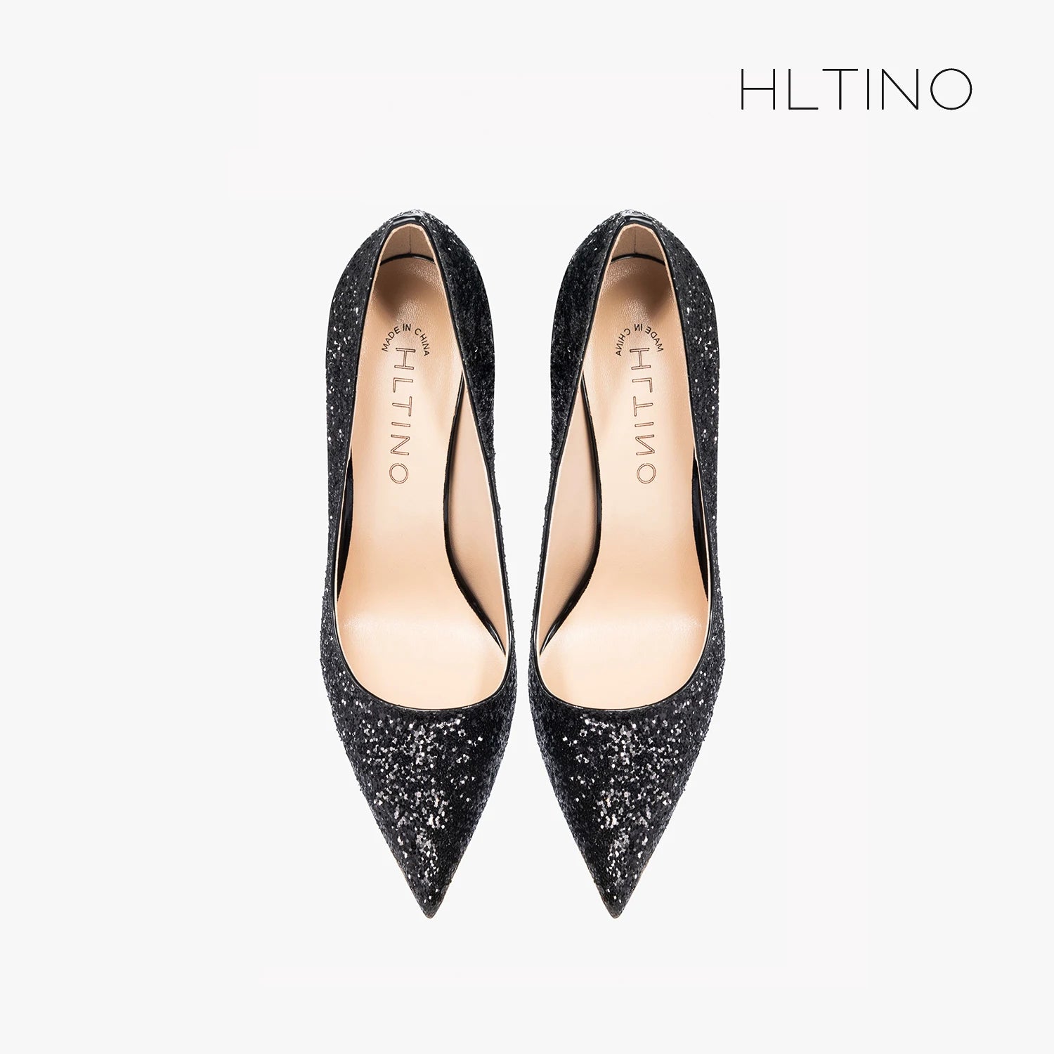 HLTINO Red Bottom Shoes with Sequinces 12cm Pointed Toe Genuine Leather Pumps Women's Sexy High Heeled Shoes Spring Summer