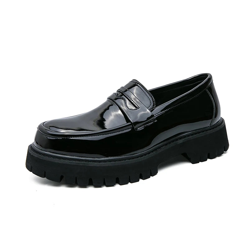 Patent Leather Shoes with Thick Soles Loafers Fashion Luxury Men Slip on Mocassin Shoe Breathable Homme Zapatos De Hombre Flats