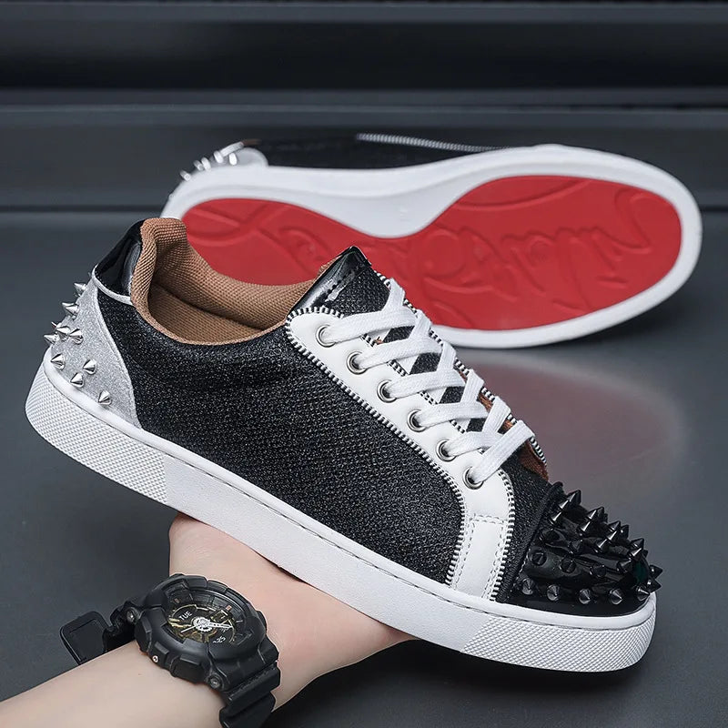 Shoes for Men Designer Punk Rivet Casual Sneakers Trend Men's Sport Vulcanized Shoes Male Sneakers Street Rock Skateboard Shoes