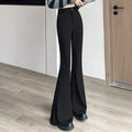 Small Flare-bottom Pants for Women's Spring New Black High-waisted Slim and Stretchy Casual Suit Pants