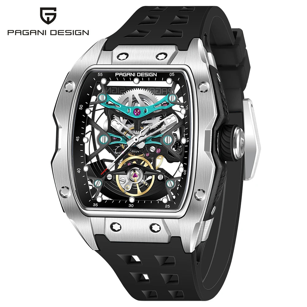 PAGANI DESIGN YS018 New 42MM Automatic Mechanical Wristwatch Fashion Casual Skeleton Sapphire Stainless Steel Watch for Men Gift
