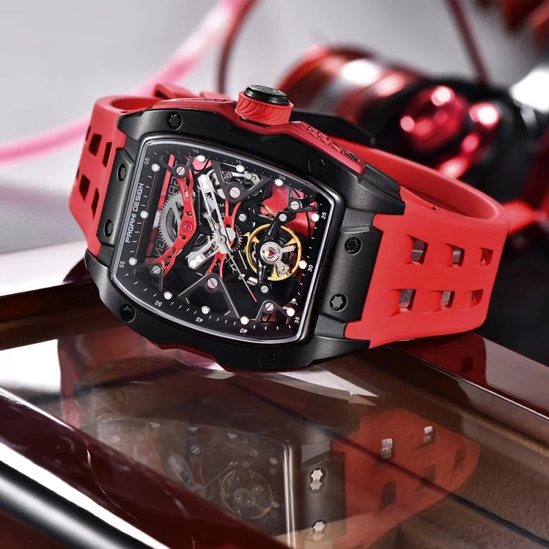 PAGANI DESIGN YS018 New 42MM Automatic Mechanical Wristwatch Fashion Casual Skeleton Sapphire Stainless Steel Watch for Men Gift