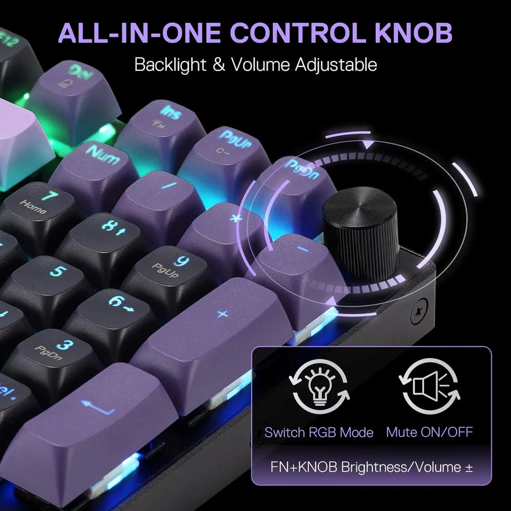 Redragon K740 PRO 98 Keys Wireless RGB Gaming Keyboard, 3-Mode PBT Mechanical Keyboard w/Solid Aluminum Base,