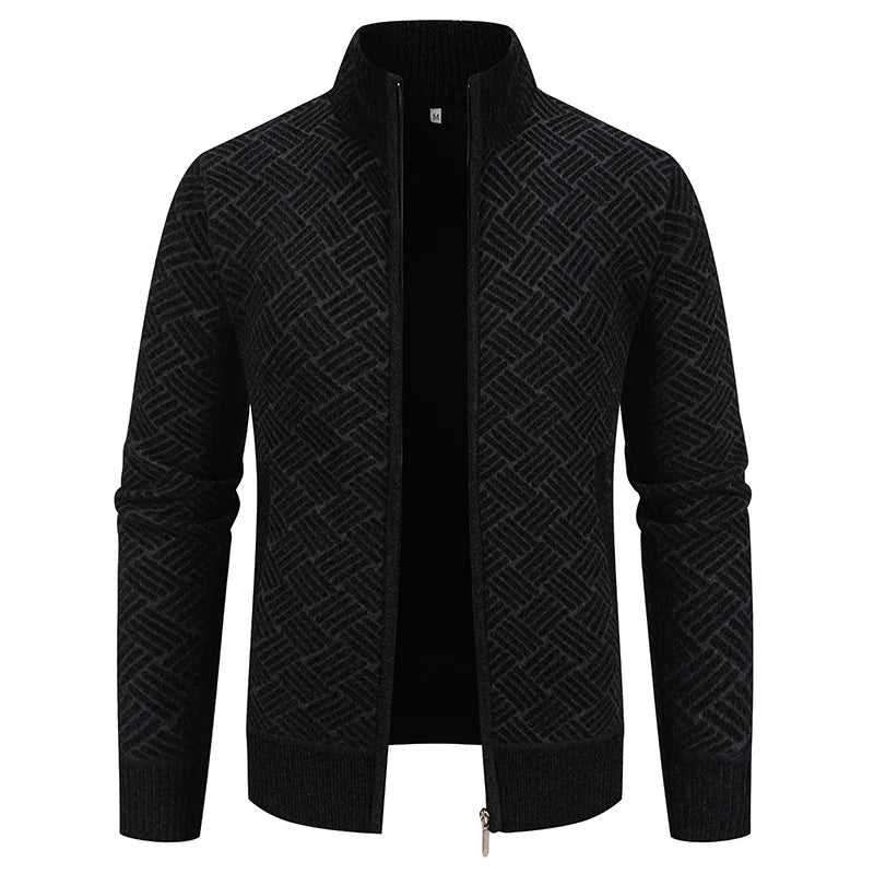 Men's Winter Jacket Thick Warm Casual Fleeced Windbreaker Knitting Jackets Autumn Spring Cardigan Coat Stand Collar