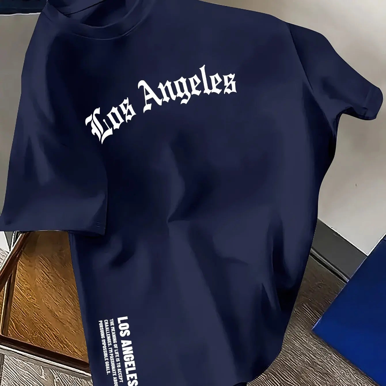Men's Summer 100% Cotton Fashion Los Angeles Letter Printed Loose Large Casual Comfortable Round Neck Short Sleeve T-shirt Top