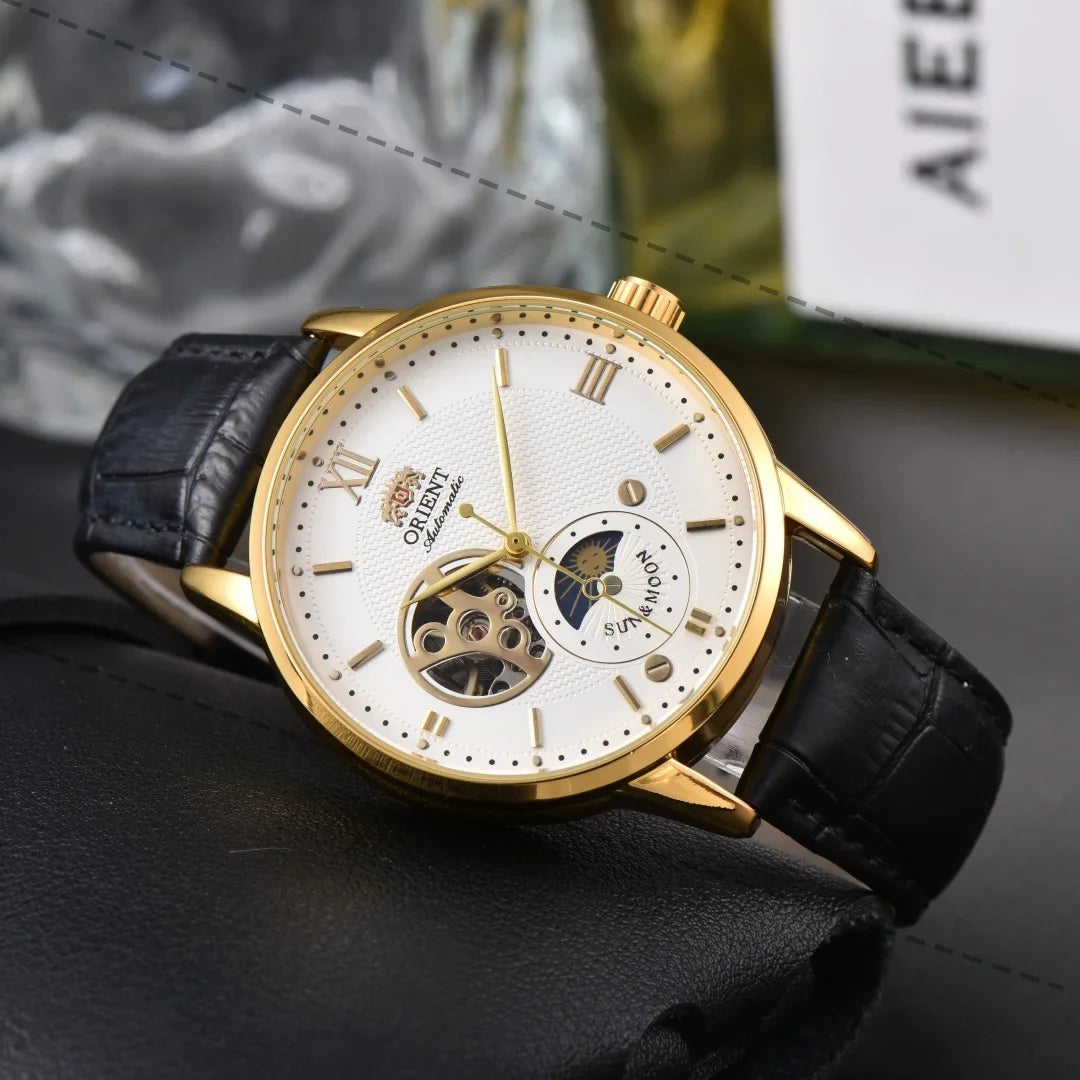 Orient Series Sports Sun, Moon, and Stars Skeleton Mechanical Men's Sports Watch Full Functionality World Time