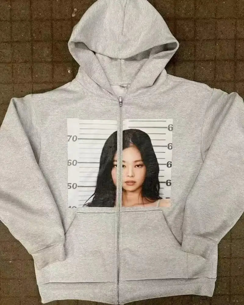 25Spring and Autumn European and American Version Unisex Cute Hoodie Youth Oversized Sweatshirt Casual Clothes Zipper Jacket
