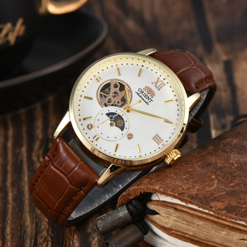 9898 Store Orient Series Sports Mechanical Automatic Unisex Watch Sun, Moon, and Stars World Time Full Function