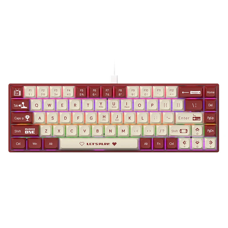 AJAZZ AK680 65% Wired Gaming Mechanical Keyboard Hot Swap Mini Keyboard Custom Keycap Gasket for Pc Laptop