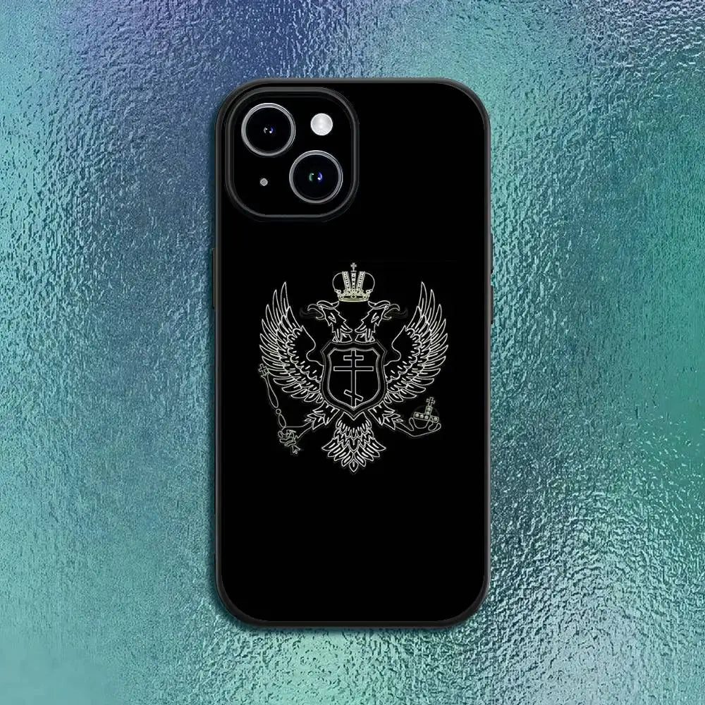 Orthdox Cross Icon Phone Case For IPhone 11 12 13 14 15 16Pro Max Plus Classic Black Soft Shell