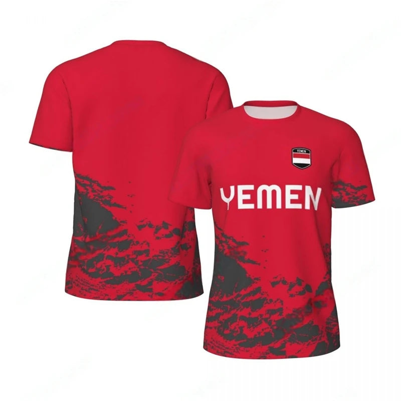 Fashion Yemen Flag Graphic Football T Shirts Summer Trend 3D National Emblem Printed T-shirts Casual Oversized Sports Tees Tops