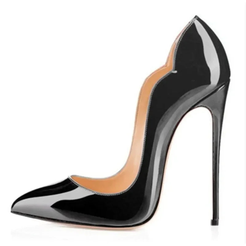 Black Sexy High Heels for Women New Fashion High-end Super High Heels 12cm Pointed Versatile Professional Luxury Single Shoes