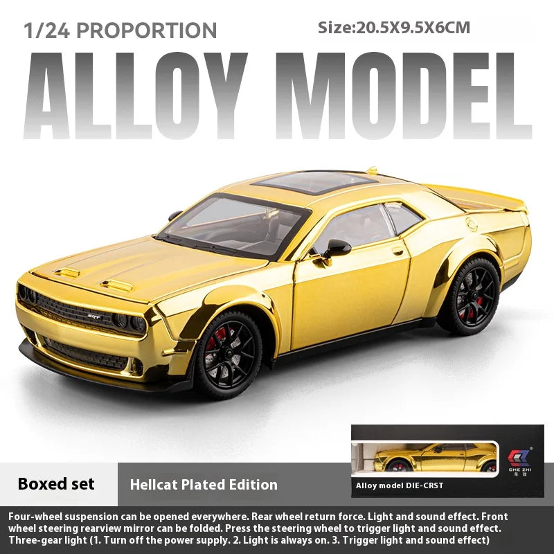 1:24 Challenger Hellcat Redeye Alloy Car Model Sound and Light Children Toy Birthday gift Miniature Voiture