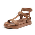 BeauToday Gladiator Sandals Women Genuine Calfskin Leather Open Toe T-Strap Thick Sole Summer Ladies Shoes Handmade 07130S