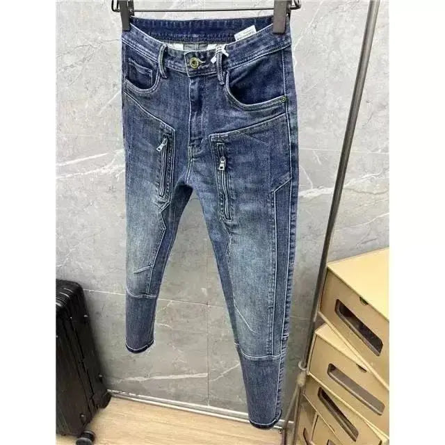 High Quality Spring and Autumn Designer Clothes Streetwear Denim Jeans Pants Men's Luxury Casual Slim Fit Stretch Punk Pants