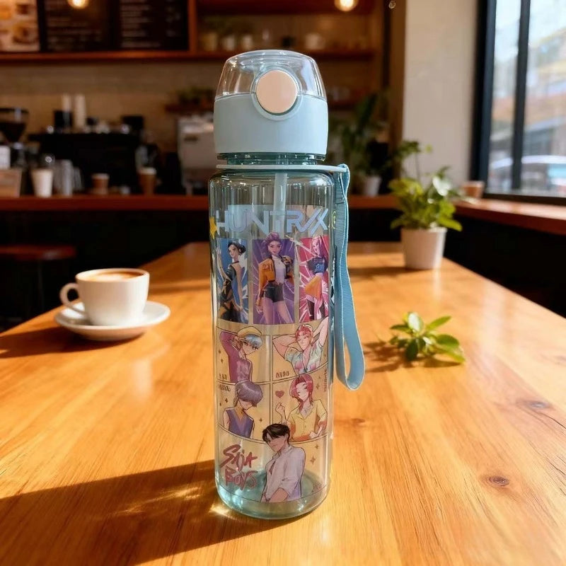 700ML Anime Cartoon Straw Cup K-POP Witch Hunt Large Capacity Tour Portable and Cute Plastic Water Cup for Children