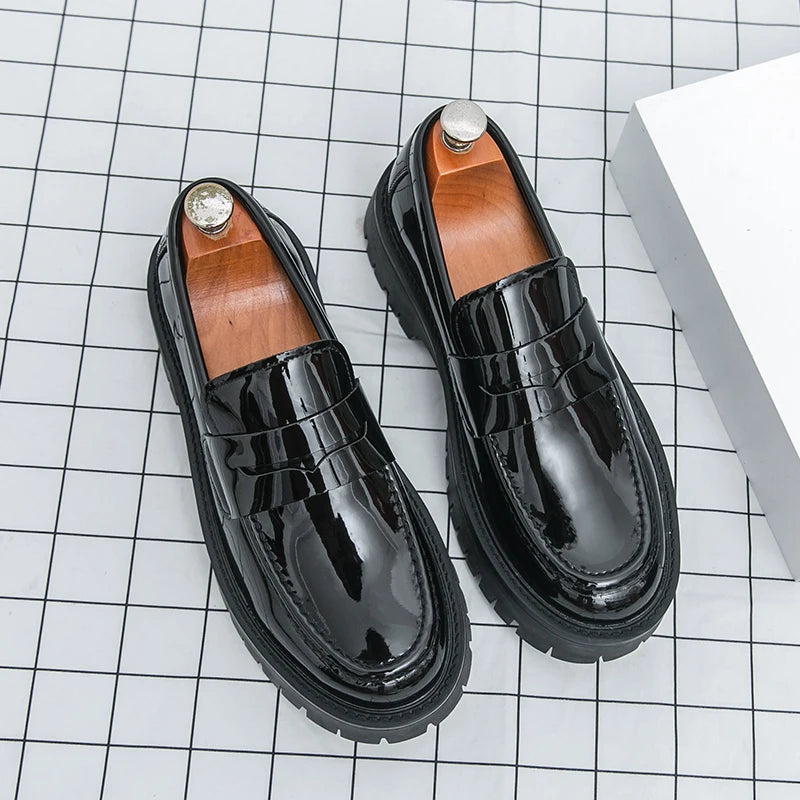New Platform Leather Shoes Men Classic Leather Loafers Man Party Social Derby Men's Dress Formal Shoes Casual Business Brogues
