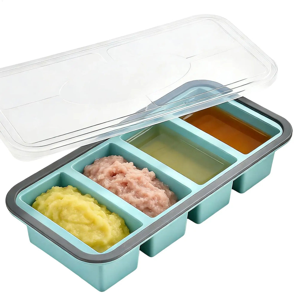 Silicone Freezer Tray Mold with Lid Storage Box Food Box Ice Cubes Tray Mold Storage Containers for Soup Broth Meal Prep