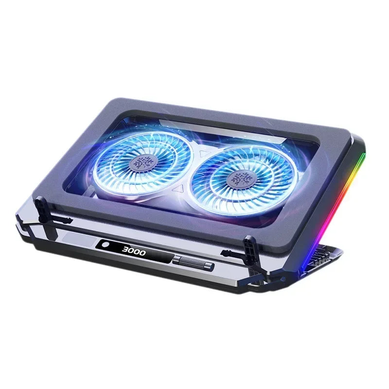 D17 Gaming Laptop Cooling pad for 15-21'' Notebook Cooler Stand w/ RGB Light 2 Fans 5 Angle Adjustable LED Screen Laptop Bracket