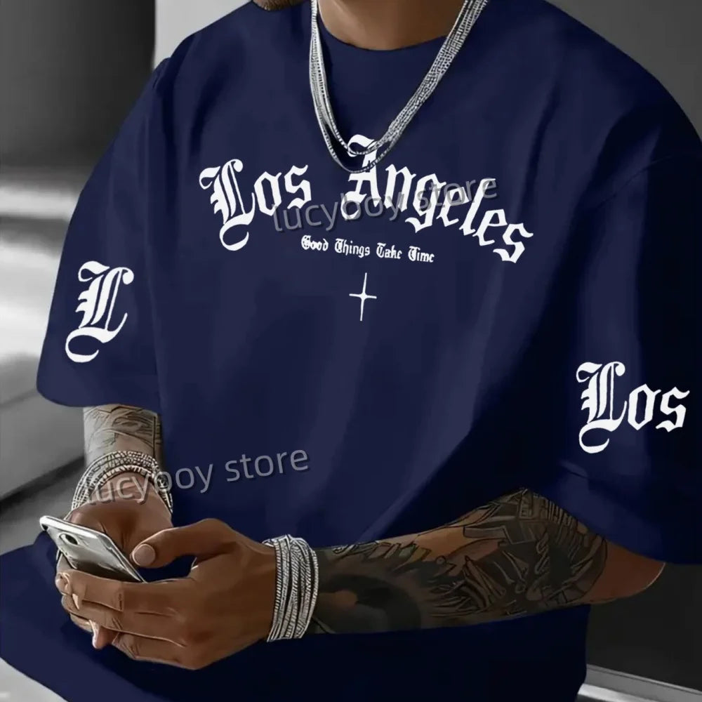 2025 LOS ANGELES  Print Mens  Jersey T-shirt Man Short Sleeve Sport Football T-Shirt  PLUS size round neck Tees Men Clothing