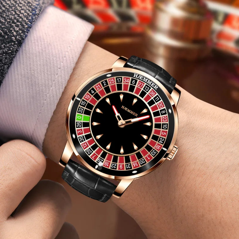 HAEMMER Luxury Men's Mechanical Watch NH35 Men's Roulette Rotary Sapphire Glass Watch Waterproof