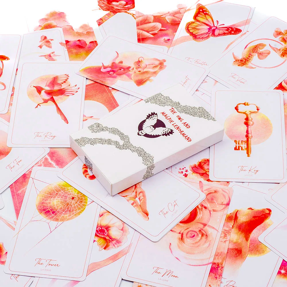The Owl and Magpie Lenormand Oracle Cards with PDF Guidebook 36 Cards for Divination Party Entertainment and Leisure 10.3x6cm