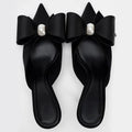 Butterfly-knot Satin Designer Mules Slippers Women Pointed Toe High Heels Banquet Party Shoes Fashion Brand Sandals Ladies Pumps