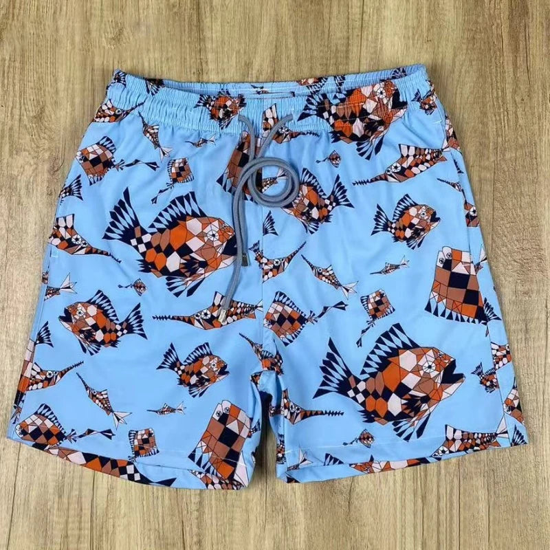 High quality New Summer Men Beach Board Shorts TORTUES HYPNOTIQUES Printed Swimwear Swim Party Bath Surf Bermudas Brand Pants