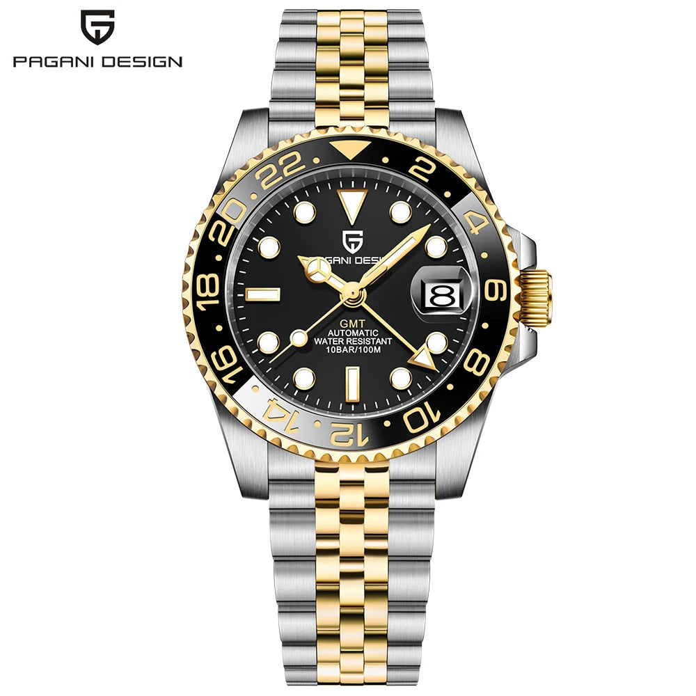PAGANI DESIGN Top Brand Men Mechanical Wristwatches Luxurys Ceramic Bezel GMT Watches Automatic 100m Waterproof Watch for Men