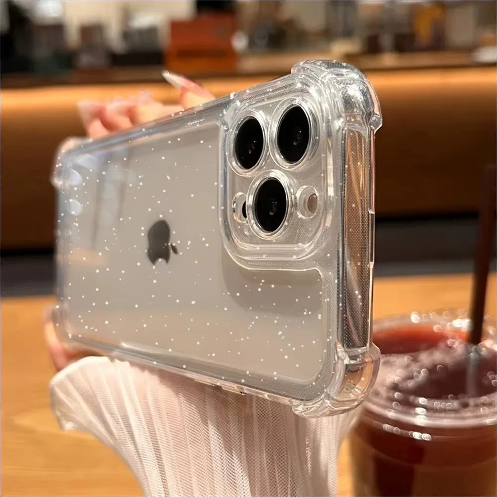 Glitter Bling Clear Case for iPhone 17 16 15 14 13 12 11 Pro Max XS X XR 16PLUS 17AIR 16E Silicone Soft Transparent Bumper Cover