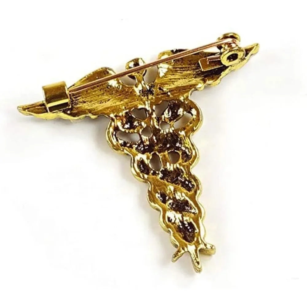 Enamel Medical Symbol Caduceus Brooch Pins For Doctor Nurse Gift Suit Coat Costume Accessories for Holiday Parties