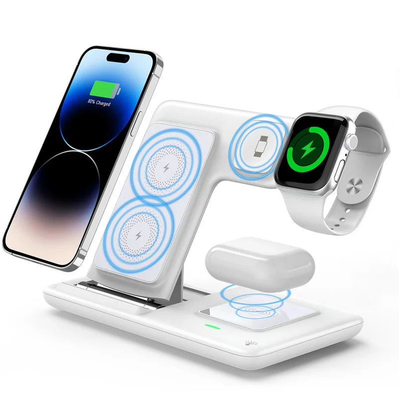 VIKEFON 3 in 1 30W Foldable Wireless Charging Station for iPhone 17-12 Pro Max iWatch Ultra Airpods Pro Fast Charger Stand Dock