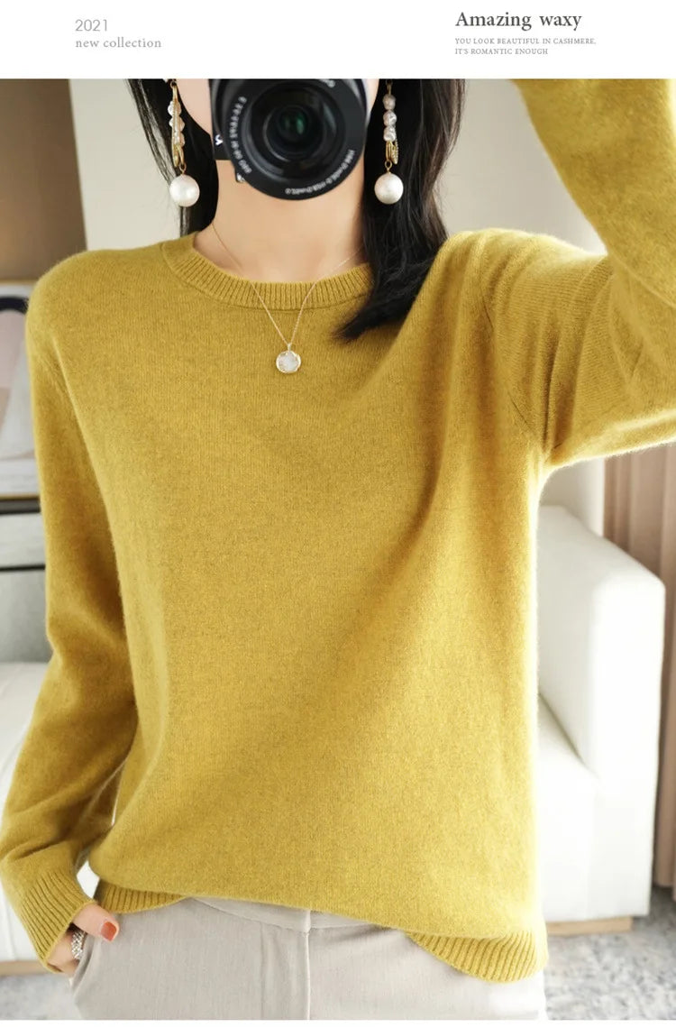 Women Sweater O-neck Autumn Winter BasicPullover Warm Casual Pulls Jumpers Korean FashionSpring Knitwear Bottoming Shirt 2026