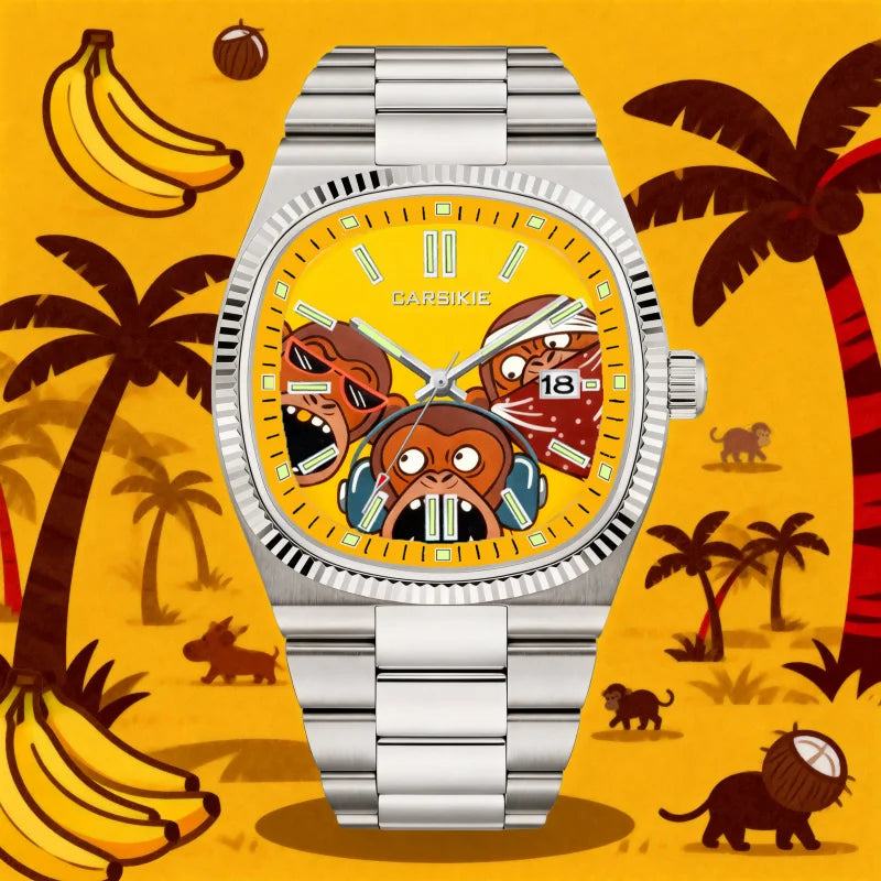 New Square Men's Abstract Art Dial Trendy Retro Luxury Quartz Watch with Multiple Street Style Faces Punk Design Gift