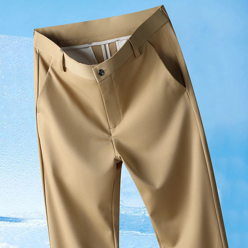 Summer Thin Male Casual Pants Quick Dry Formal Dress Pants Men Regular Fit Suit Pants Khaki Trousers M-3XL