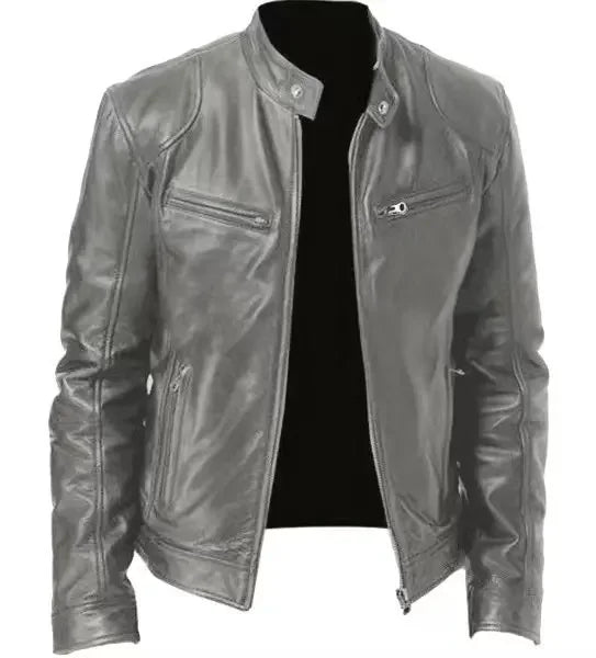 New Men's Clothing Men Leather Coat Stand Collar Punk Motorcycle Leather Jacket Spring Summer Fashion