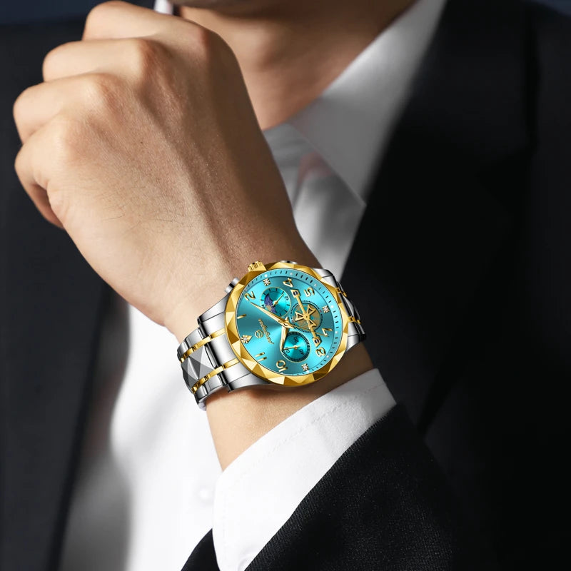 PAAZOMU Luxury Men Watch Top Original Waterproof Luminous Chronograph Man Wristwatch Stainless Steel Quartz Men's Watches Reloj