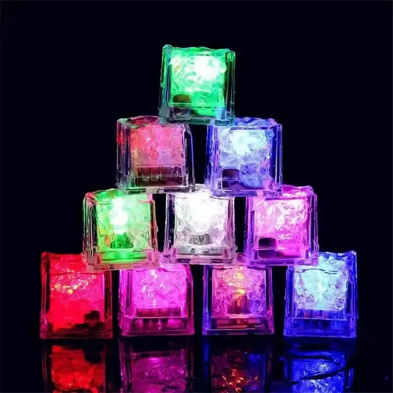 6PCS Colorful Bathtub Light Up Toy Luminous LED Ice Cube Party Supplies Waterproof Glowing Cube Kids Bath Toy Birthday Xmas Gift