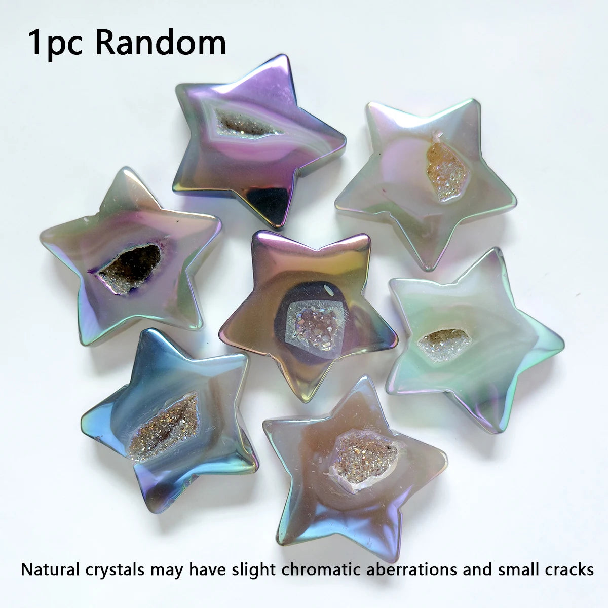 1pc Natural Crystal Aura Agate Crystal Cave Pentagram Palm stone Star Home Desktop Decorative Viewing Stone Ornament