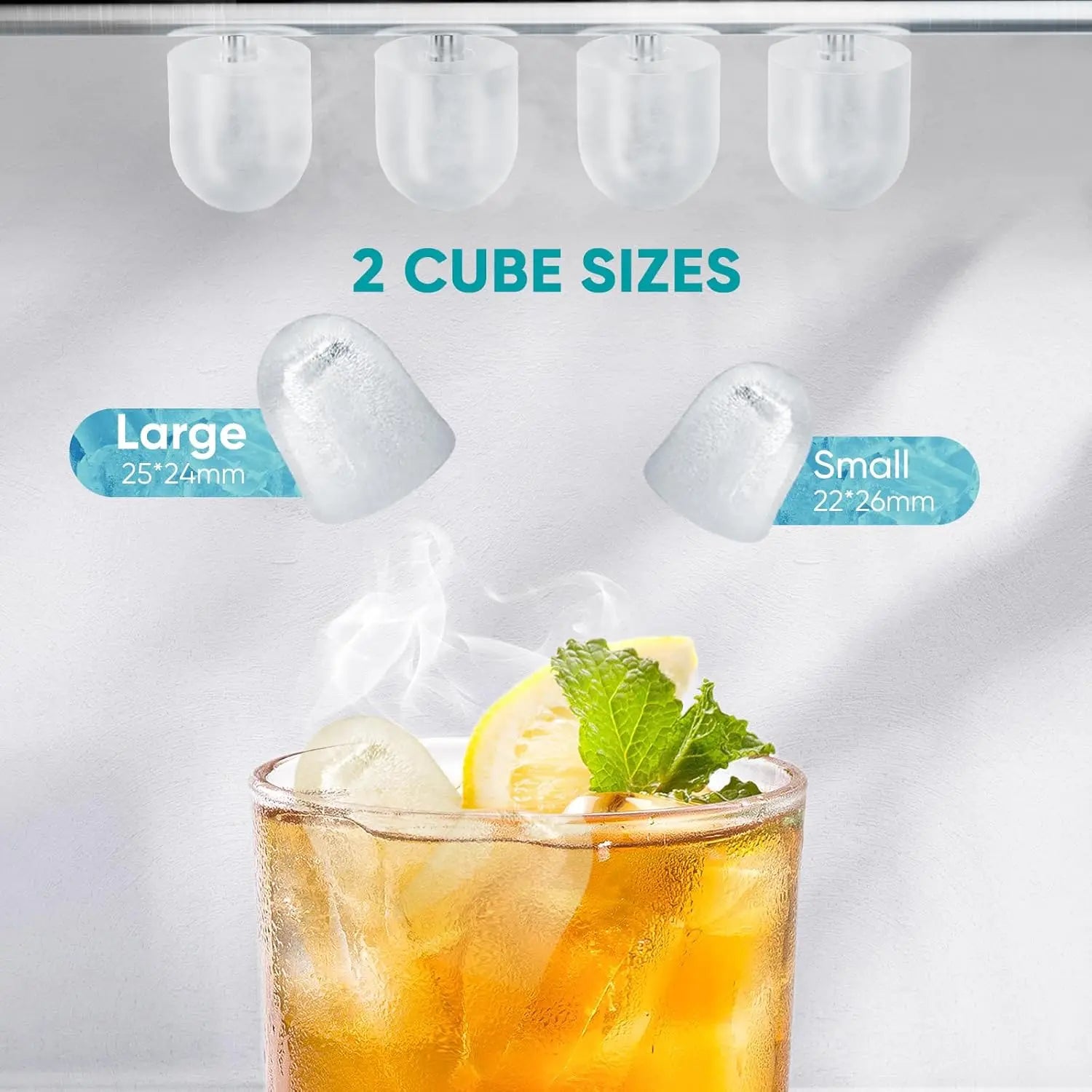 Ice Maker, Portable Countertop Icemaker Machine, Self Cleaning Quiet 2 Sizes Bullet Cubes Makers, Black