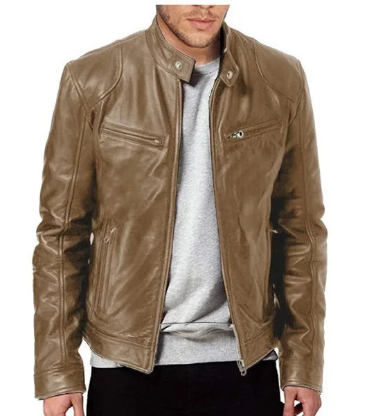 New Men's Clothing Men Leather Coat Stand Collar Punk Motorcycle Leather Jacket Spring Summer Fashion