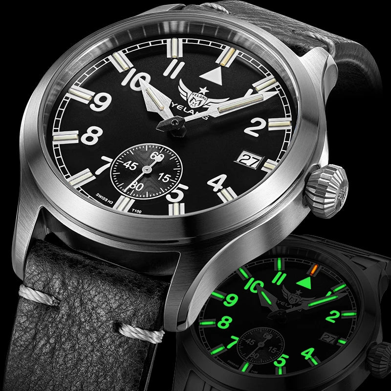 Yelang V1023 Men Watch 42mm Japanese VL58 Movement Pilot Men's Quartz Watch 10ATM 100m Waterproof Luminous Sports Watch Sapphire