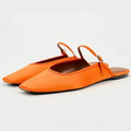 New Women Flats 2025 Square Toe Buckle Strap Breathable Mules Satin Leisure Slingbacks Chic Fashion Designer Shoes for Ladies