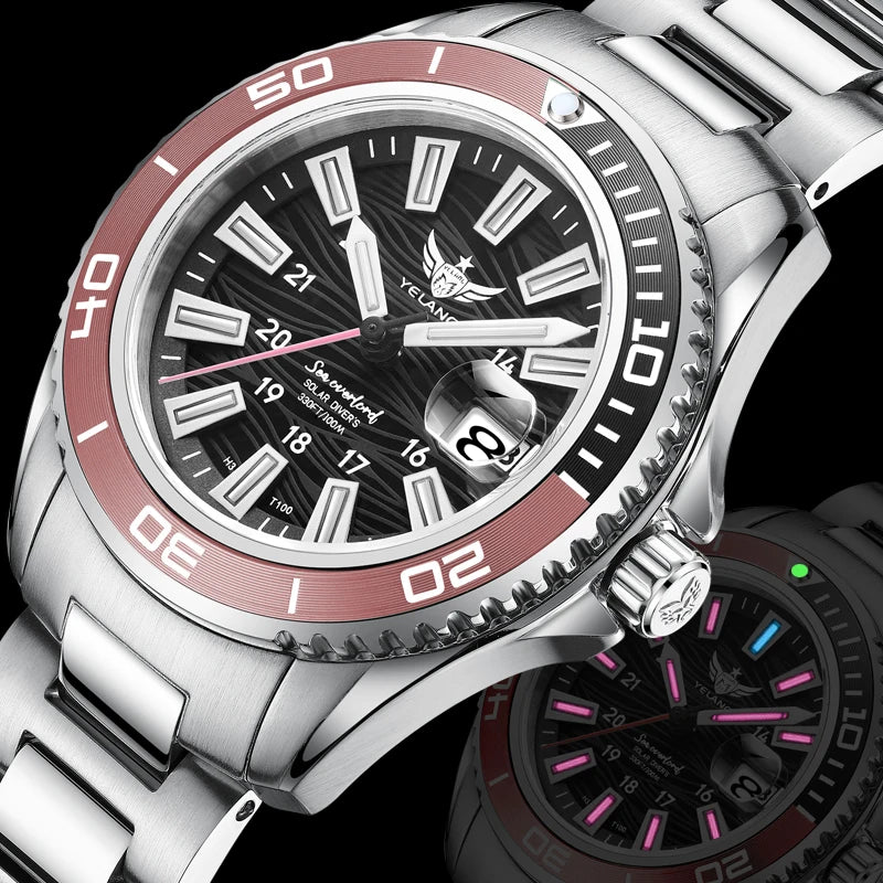 Yelang V1214 woman watch Japan VS37 solar-powered watch 36mm Women Fashion Sapphire swiss luminous 100M Waterproof Watch