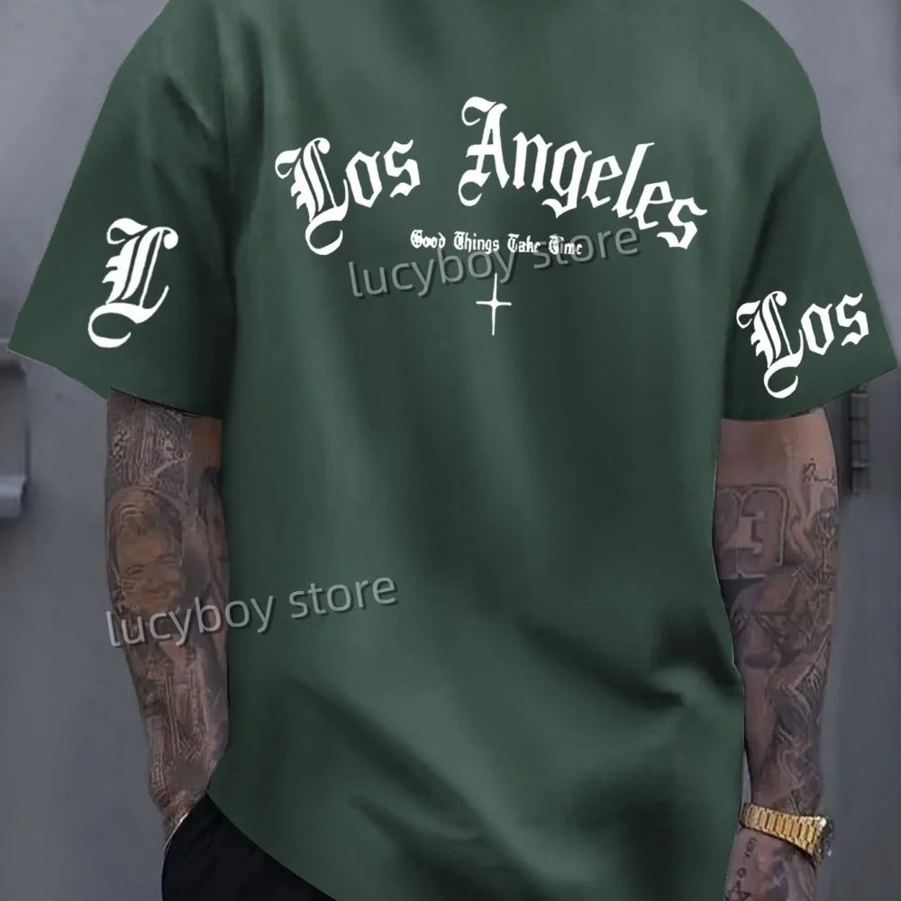 2025 LOS ANGELES  Print Mens  Jersey T-shirt Man Short Sleeve Sport Football T-Shirt  PLUS size round neck Tees Men Clothing