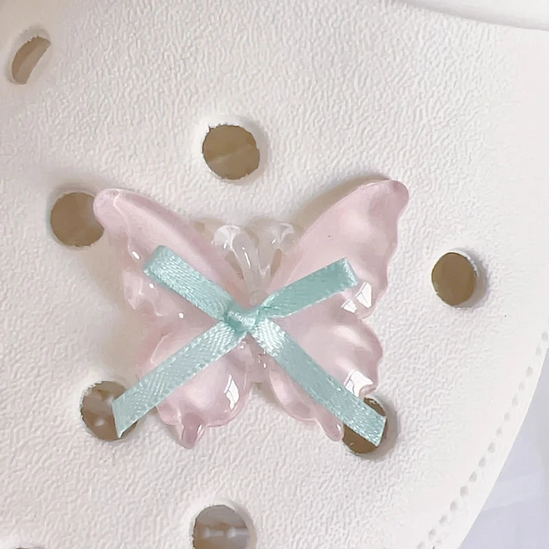 New Cute Pink Bowknot Pink Bear Shoe Charms Removable Accessories Suitable for Sandals Garden Shoes Xmas Gifts