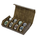 High-end Leather 8 Slot Watch Boxes Organizer for Men Travel Storage Display Bag Luxury Retro Crazy Horse Skin Fall Prevention