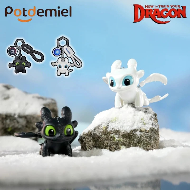 New Potdemiel How To Train Your Dragon Toothless Night Fury & Light Fury Keychain Cute Teeth Luminous Eyes Charm Bag Decor Gifts